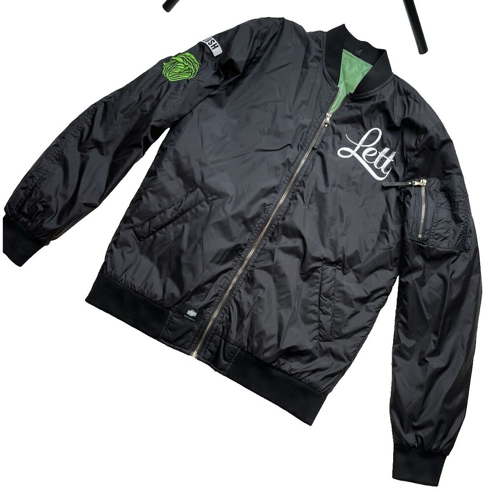 Rare Lettuce Print Brooklyn NY Promotional Jacket Black Fashion Coat Large